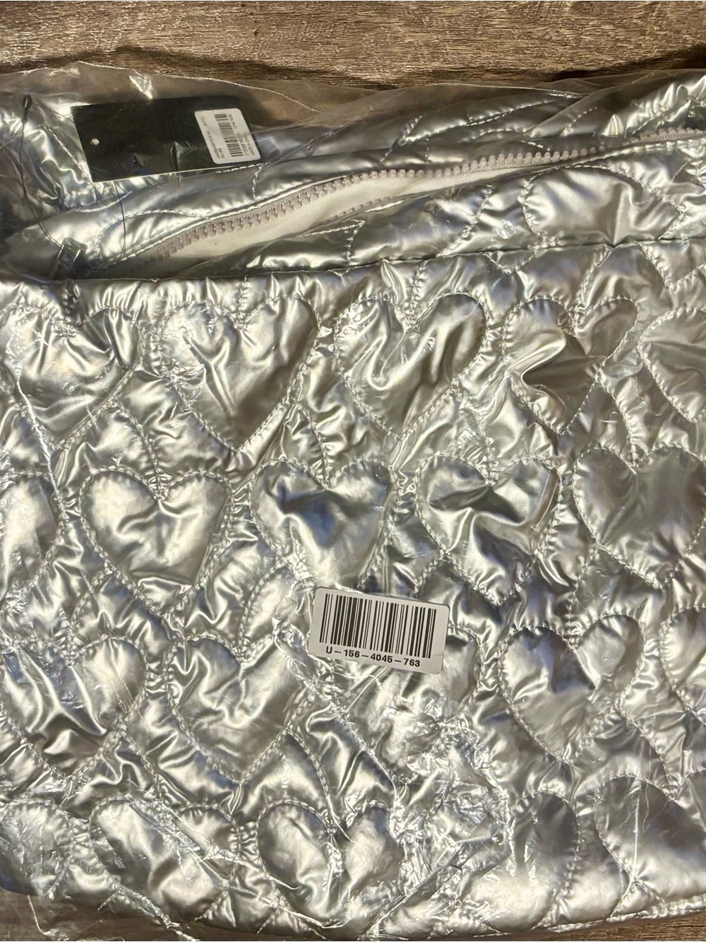 Bundle of Quilted Hearts Silver and Pink Metallic Crossbody Handbag Purse - Picture 9 of 11